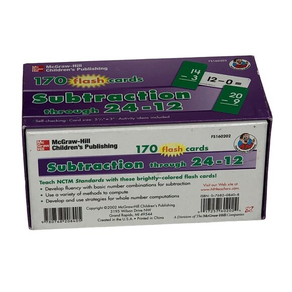 McGraw Hill Flash Cards Math Subtraction thru 24-12 Self Checking Homeschool - Picture 4 of 10
